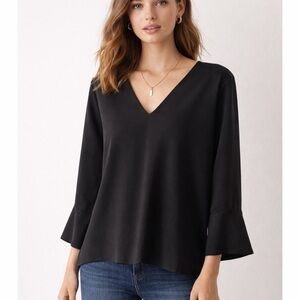 COS Black V-Neck Long Sleeve Tunic Top